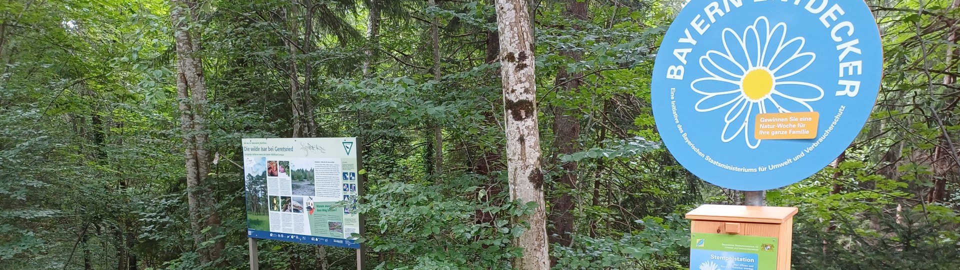 Natur Entdecker Stempelstation + Infotafel am Isardamm, © Stadt Geretsried